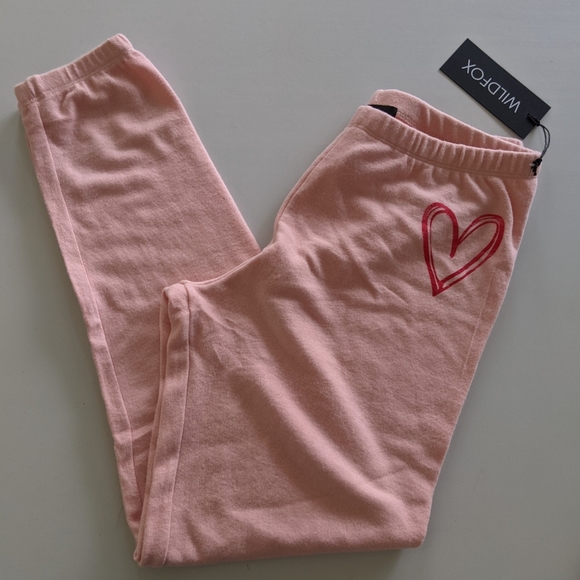 Wildfox Sketchy Heart pink sweatpants - Picture 3 of 6